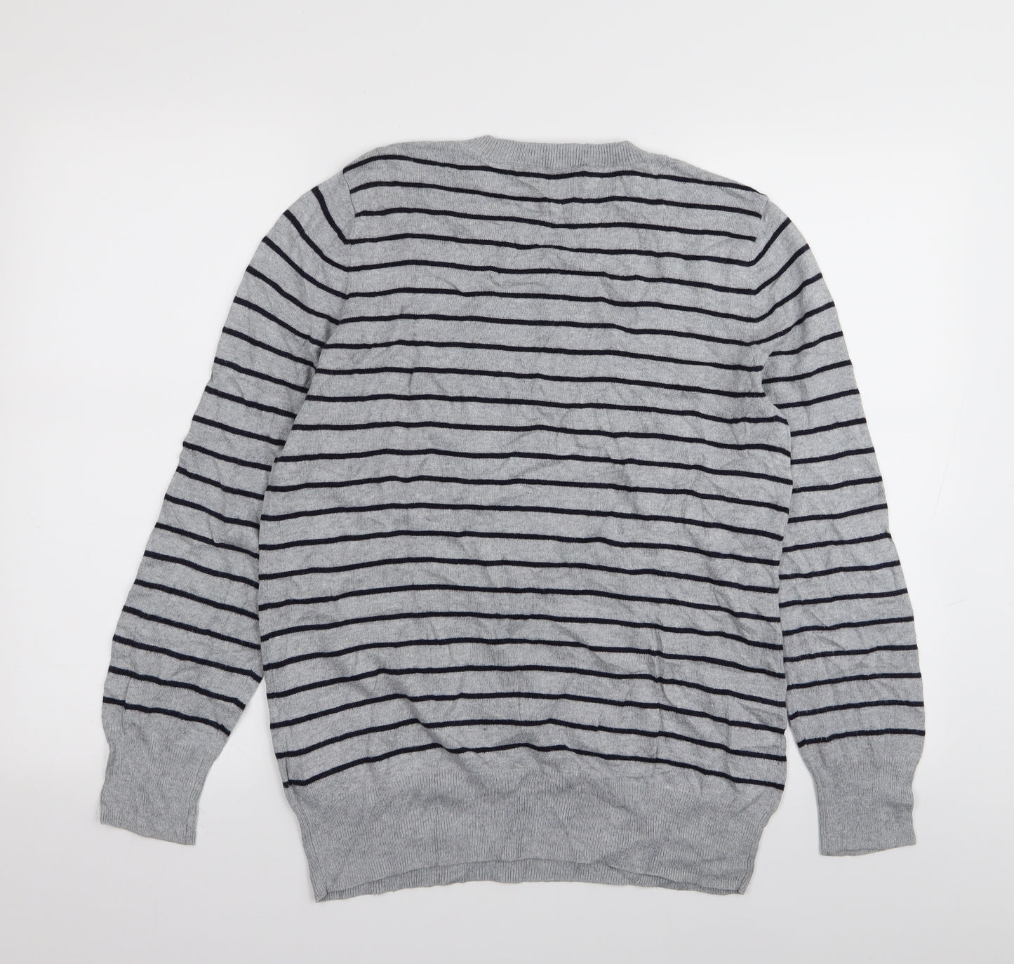 Oasis Womens Grey Striped  Pullover Jumper Size M