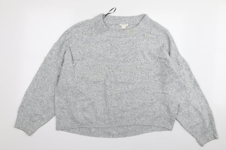 H&M Womens Grey Polka Dot  Pullover Jumper Size XL