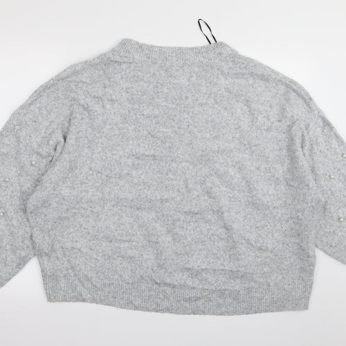 H&M Womens Grey Polka Dot  Pullover Jumper Size XL