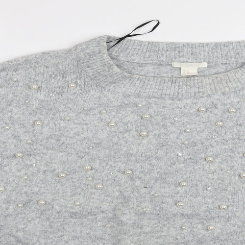 H&M Womens Grey Polka Dot  Pullover Jumper Size XL