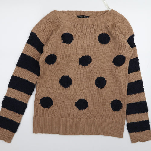 Dorothy Perkins Womens Brown Polka Dot  Pullover Jumper Size 14