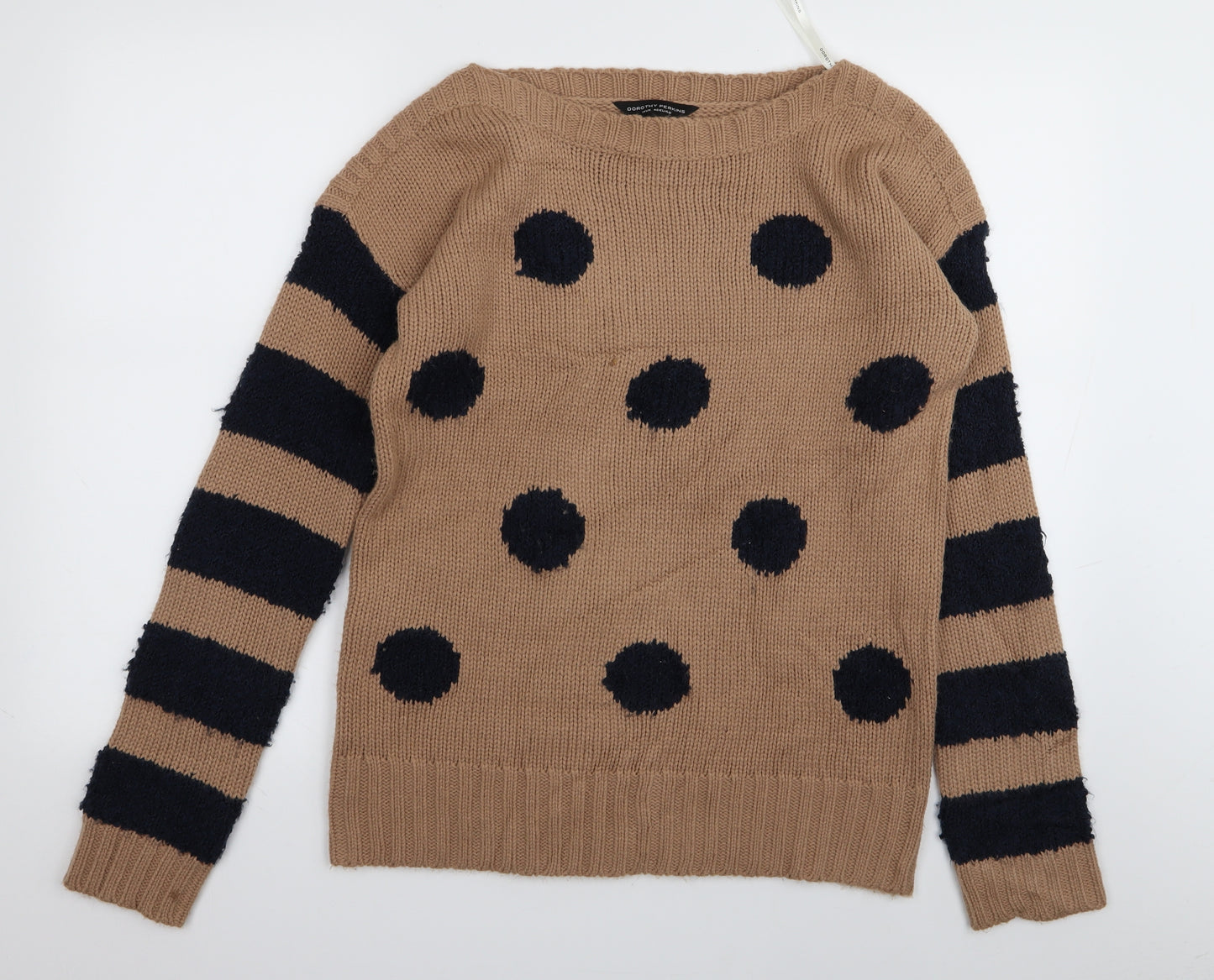 Dorothy Perkins Womens Brown Polka Dot  Pullover Jumper Size 14