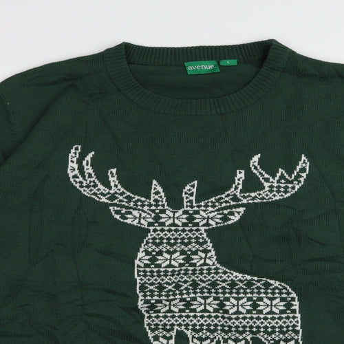 Avenue Mens Green   Pullover Jumper Size L  - christmas