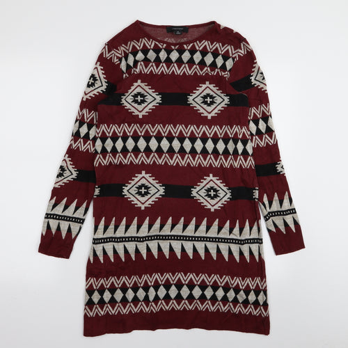 Primark Womens Red Geometric  Fit & Flare  Size M