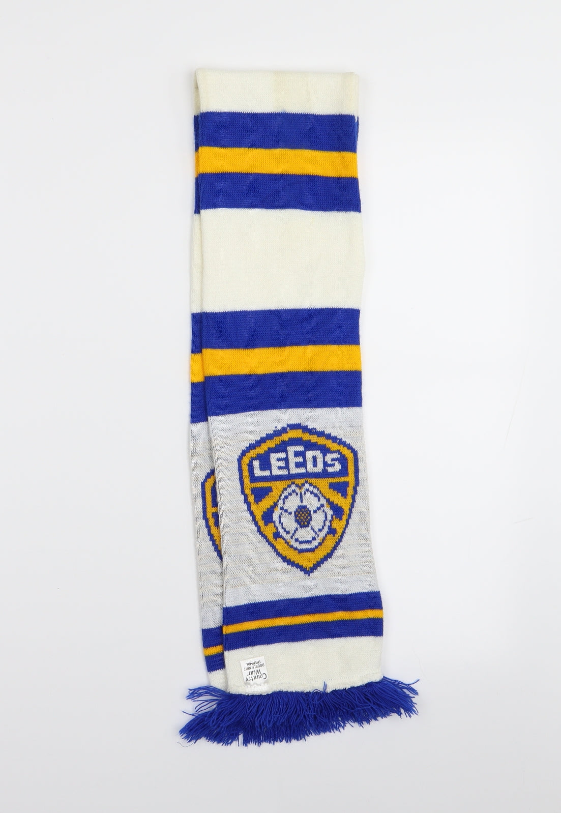 Leeds United Mens White Striped  Scarf  One Size