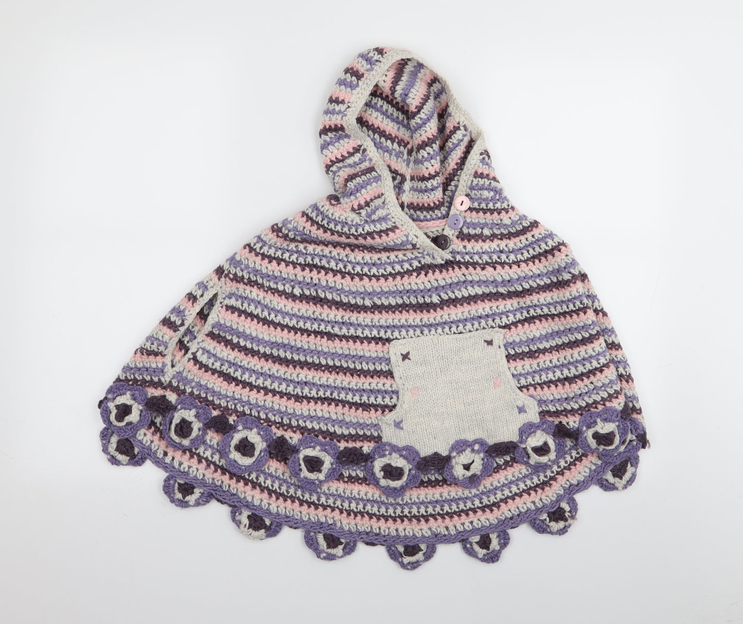 NEXT Girls Multicoloured Striped  Pullover Jumper Size 2-3 Years  - poncho