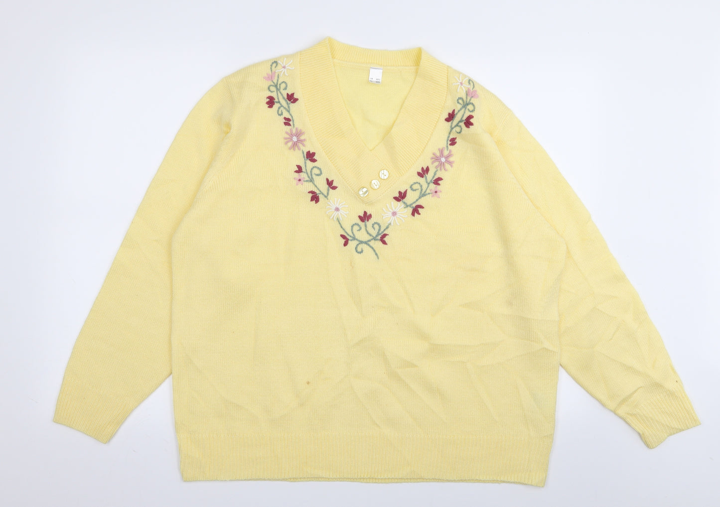 Preworn Womens Yellow Floral  Pullover Jumper Size 20