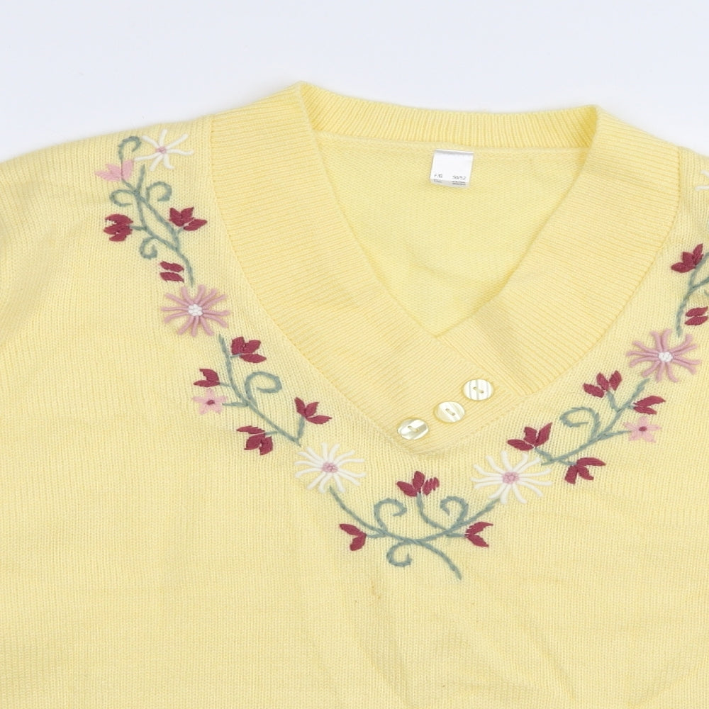 Preworn Womens Yellow Floral  Pullover Jumper Size 20