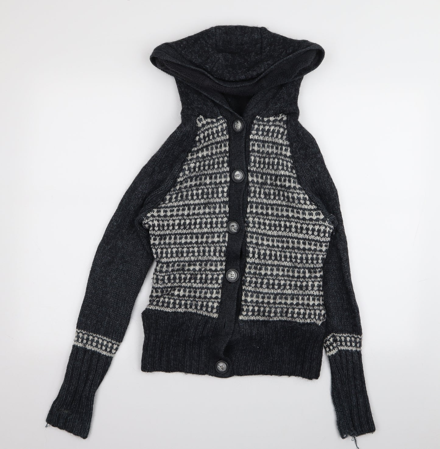 Climb high  Womens Grey Houndstooth  Cardigan Jumper Size 12