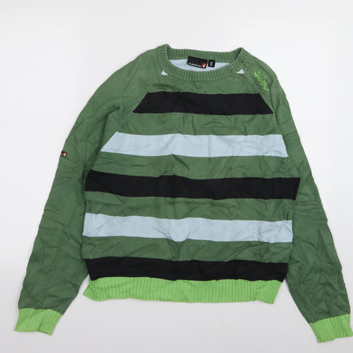 quicksilver Mens Green Striped  Pullover Jumper Size S