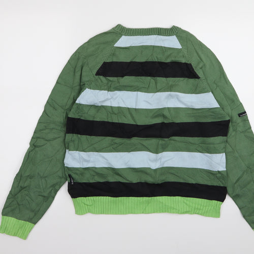 quicksilver Mens Green Striped  Pullover Jumper Size S