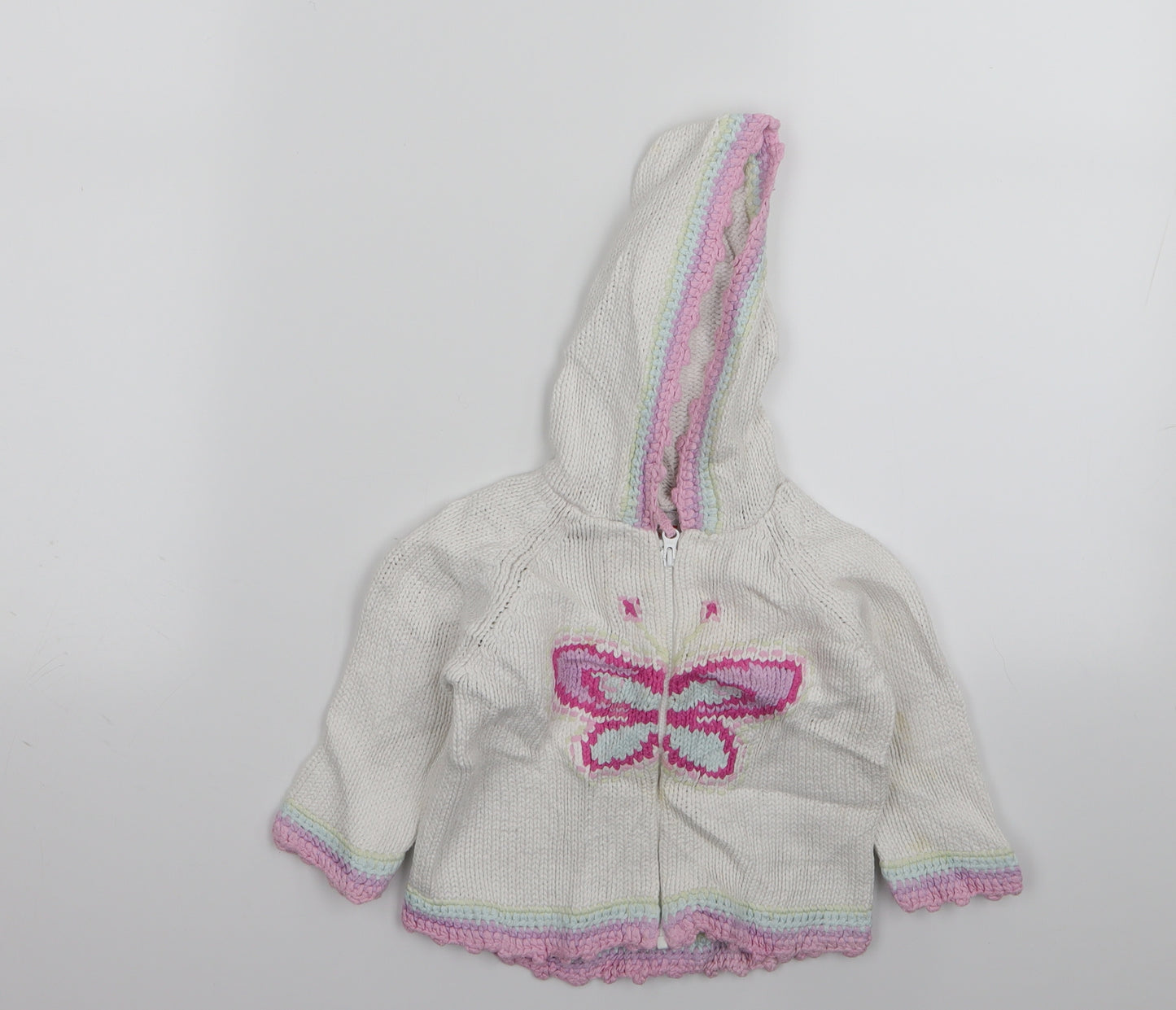 NEXT Girls White   Full Zip Jumper Size 9-12 Months