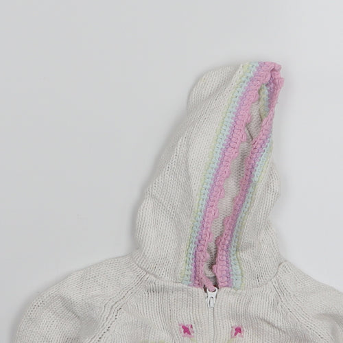 NEXT Girls White   Full Zip Jumper Size 9-12 Months