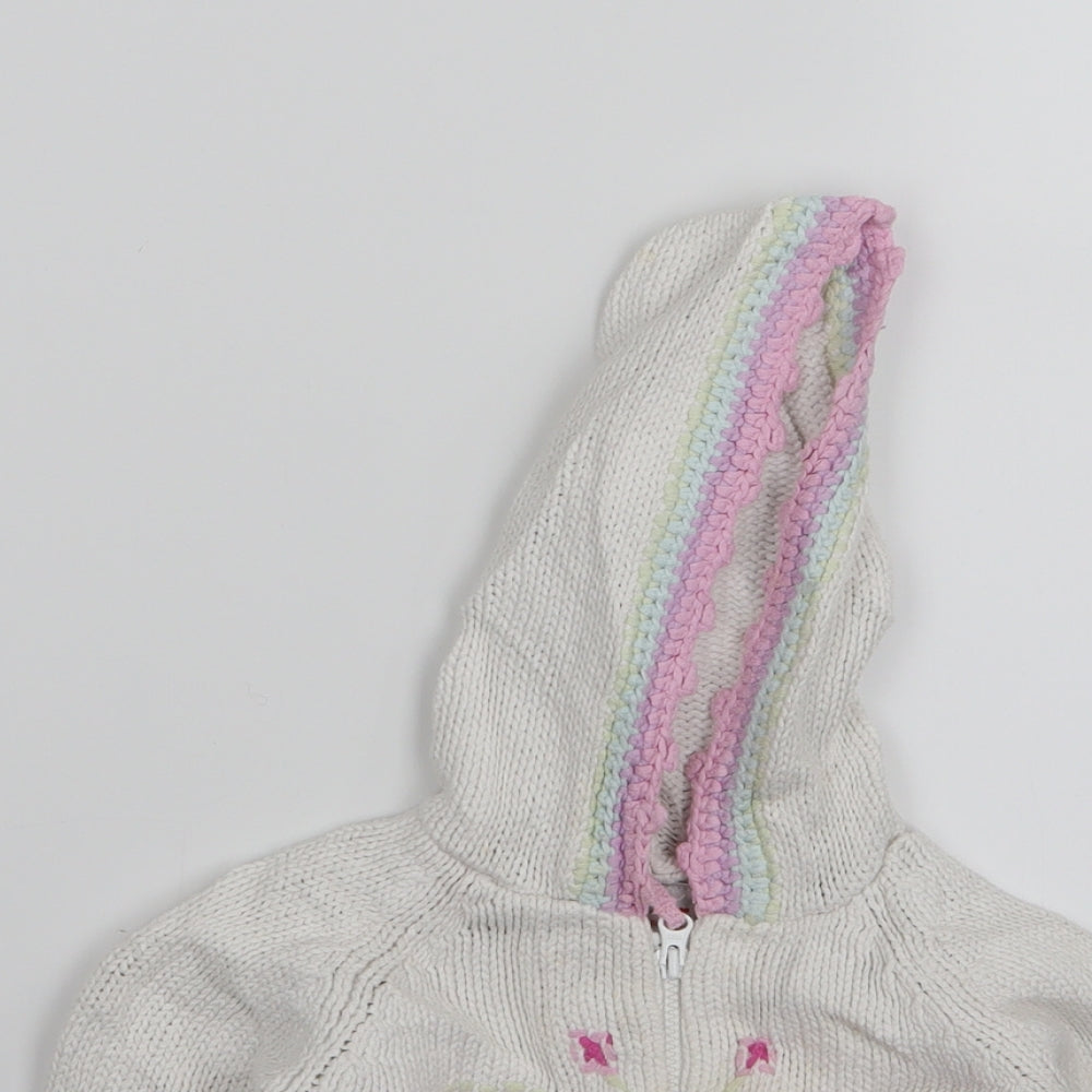 NEXT Girls White   Full Zip Jumper Size 9-12 Months