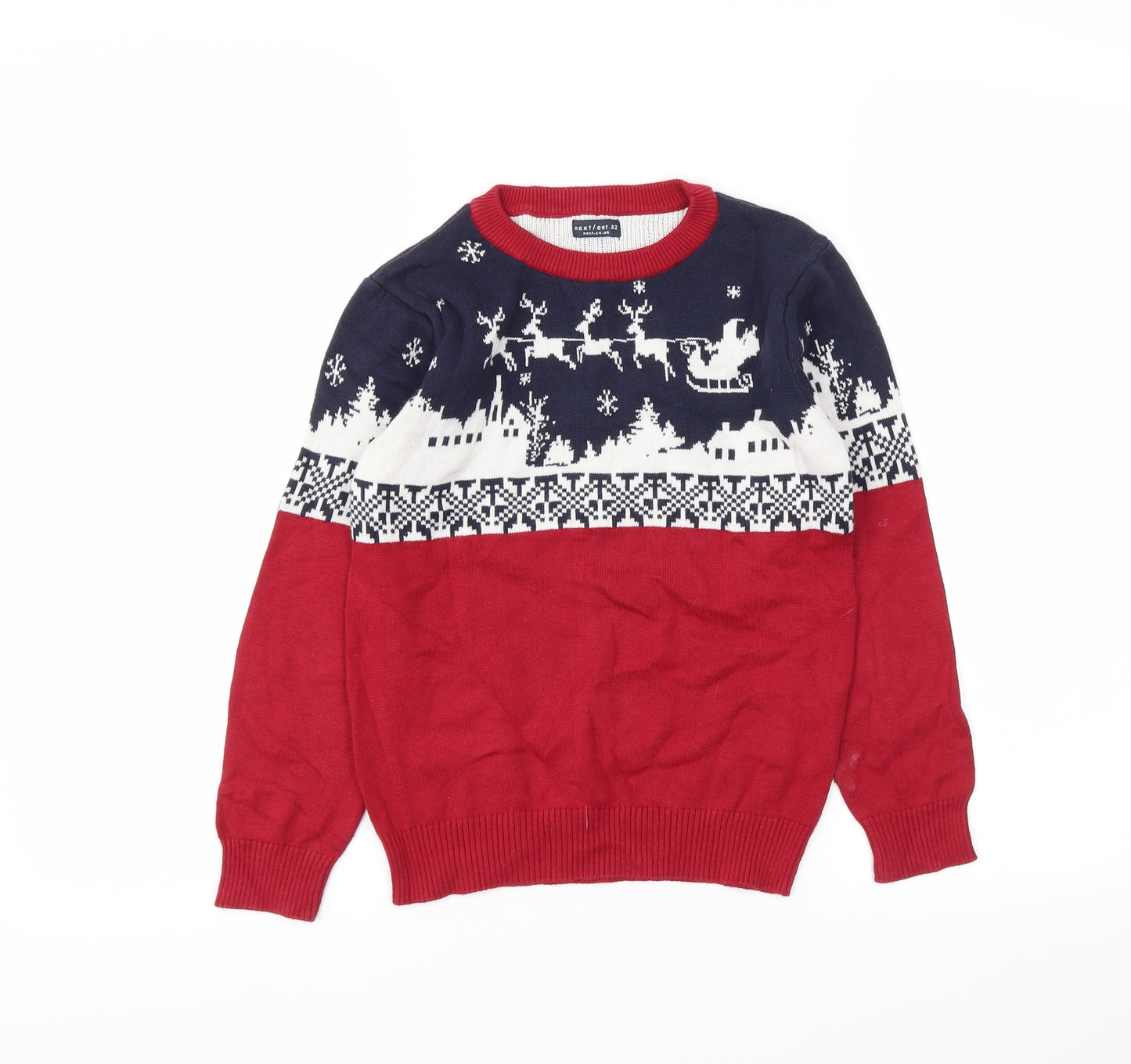 NEXT Boys Red Animal Print  Pullover Jumper Size 7 Years  - Christmas