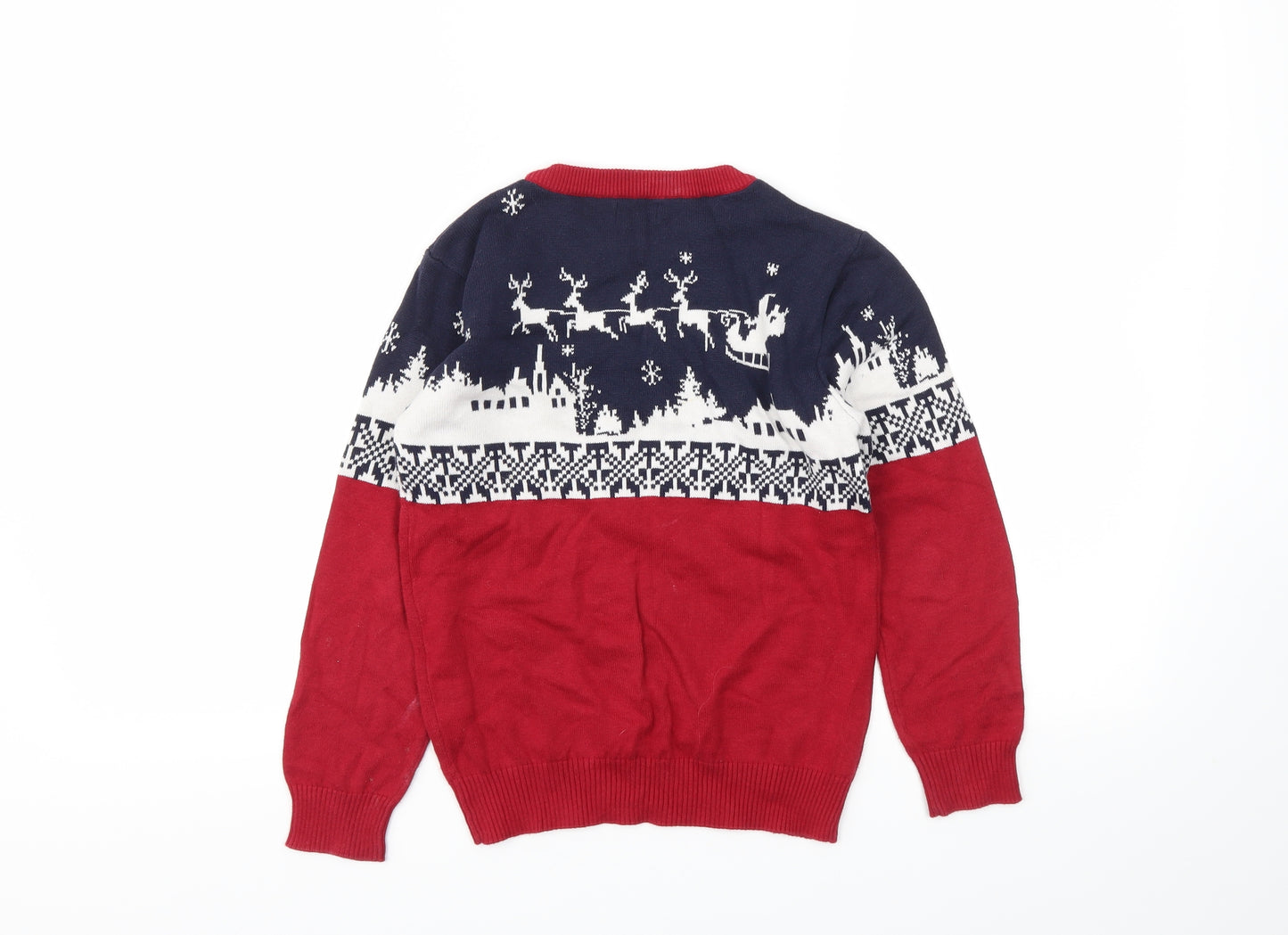 NEXT Boys Red Animal Print  Pullover Jumper Size 7 Years  - Christmas