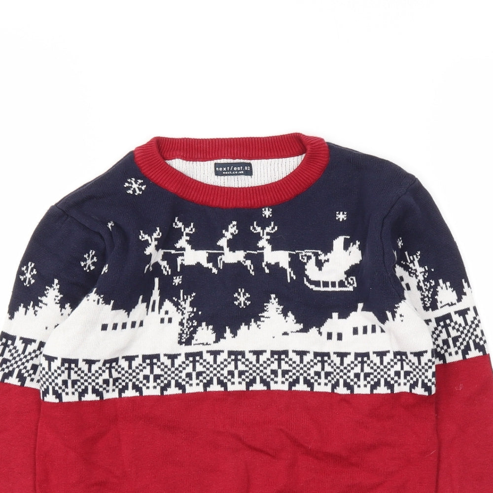 NEXT Boys Red Animal Print  Pullover Jumper Size 7 Years  - Christmas