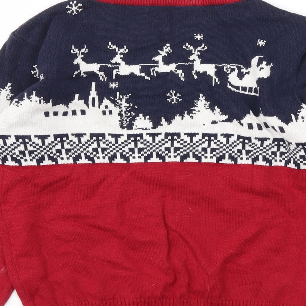 NEXT Boys Red Animal Print  Pullover Jumper Size 7 Years  - Christmas