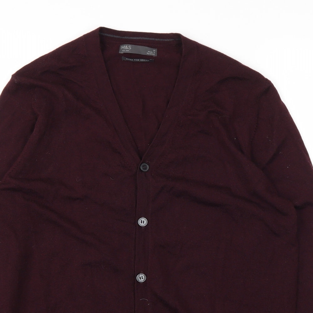 M&S Mens Red   Full Zip Jumper Size M