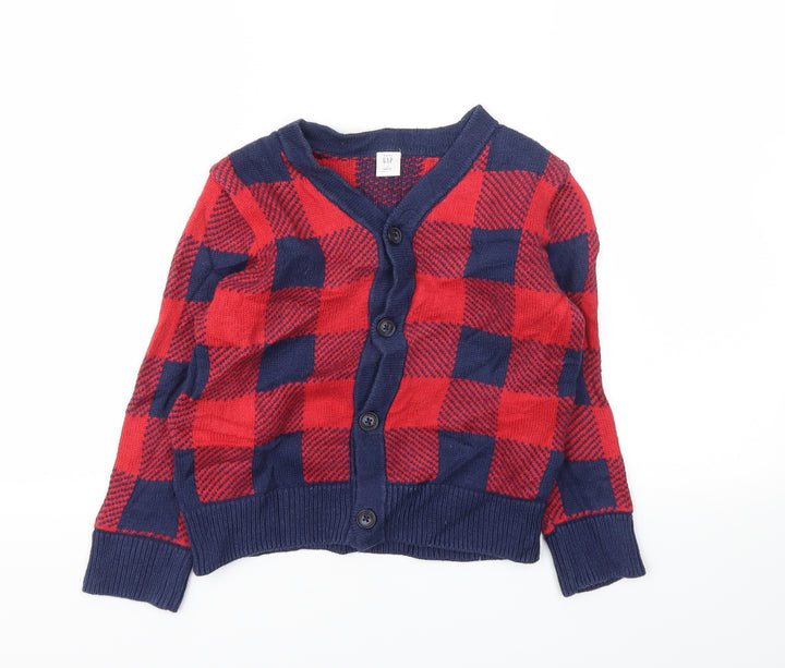 Gap Girls Blue Check  Cardigan Jumper Size 5 Years