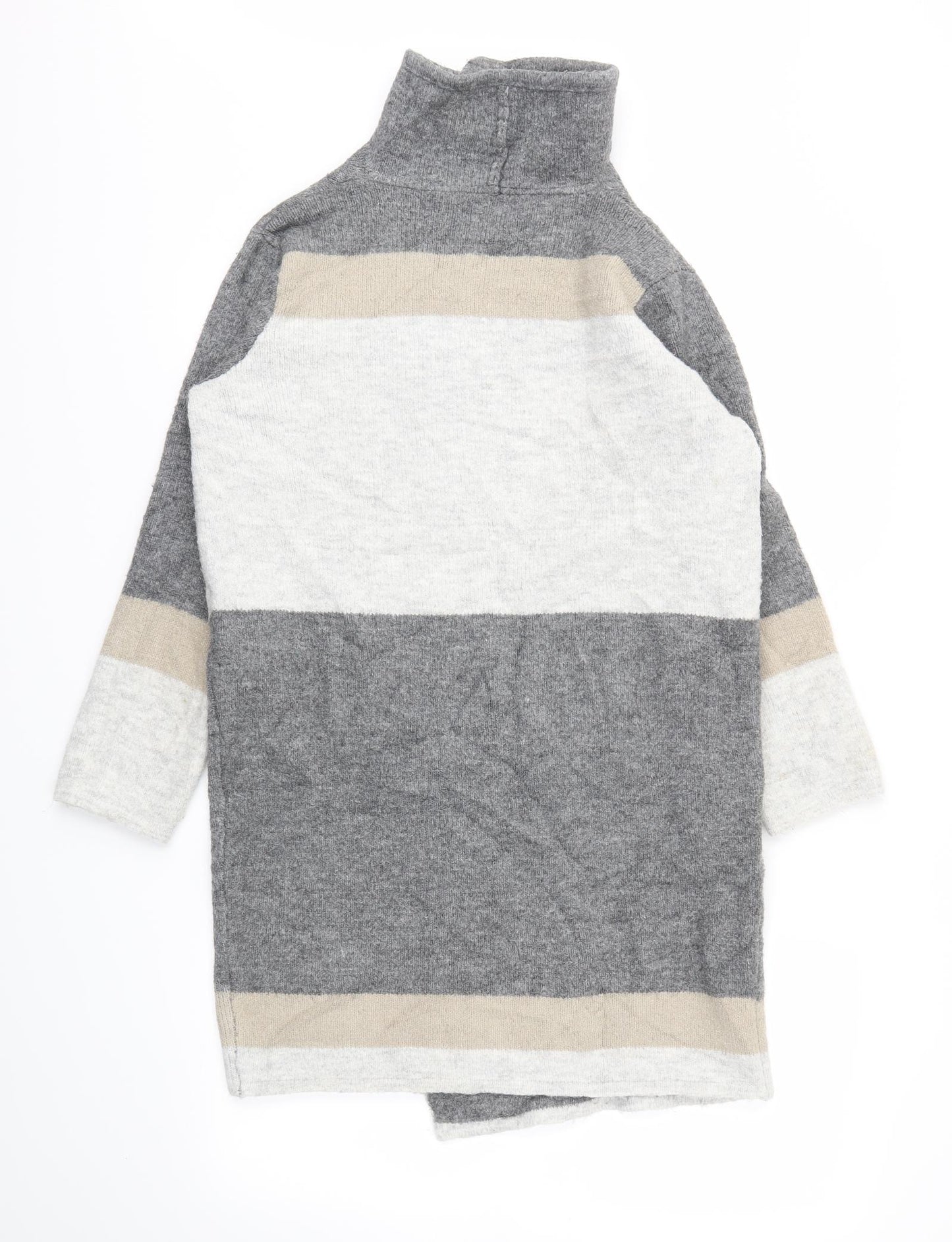 Primark Womens Grey Striped  Cardigan Jumper Size M
