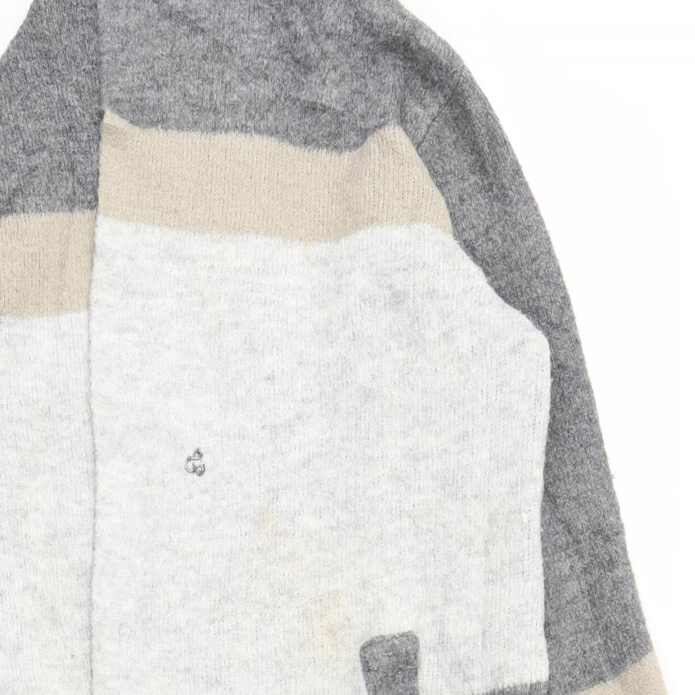 Primark Womens Grey Striped  Cardigan Jumper Size M