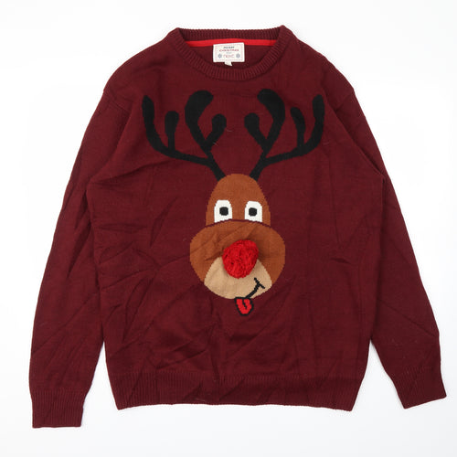 NEXT Mens Red Animal Print  Pullover Jumper Size 2XL  - Christmas