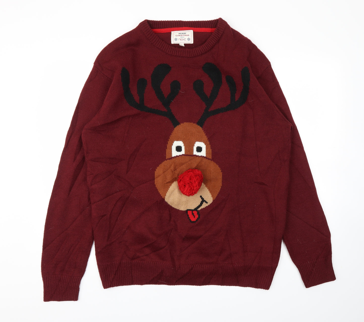 NEXT Mens Red Animal Print  Pullover Jumper Size 2XL  - Christmas