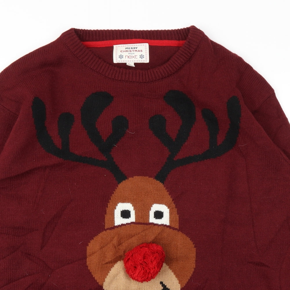 NEXT Mens Red Animal Print  Pullover Jumper Size 2XL  - Christmas