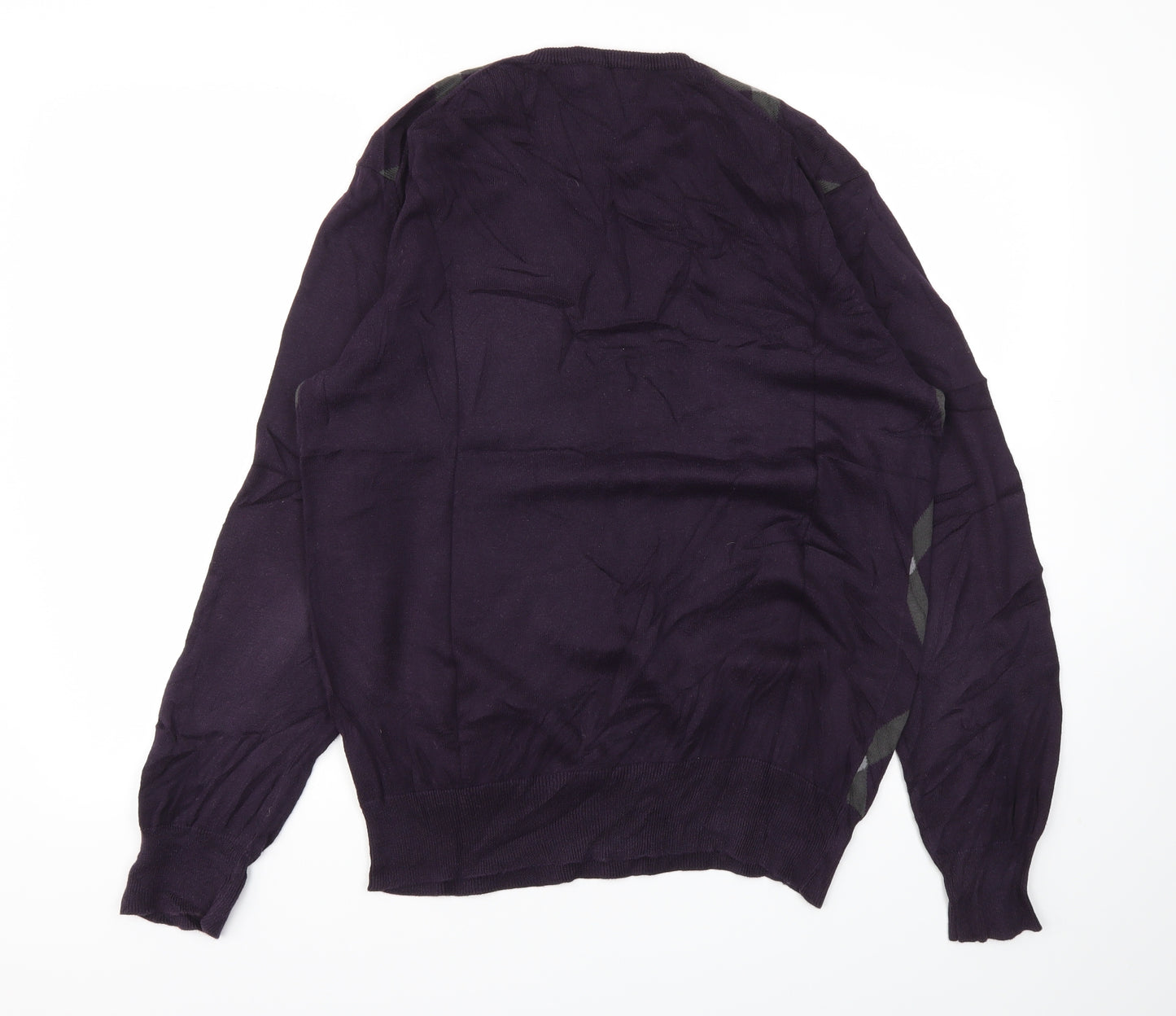 PETERERTH Mens Purple Geometric  Pullover Sweatshirt Size L