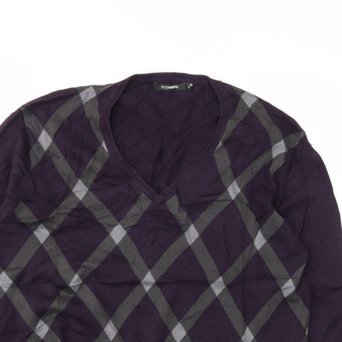 PETERERTH Mens Purple Geometric  Pullover Sweatshirt Size L