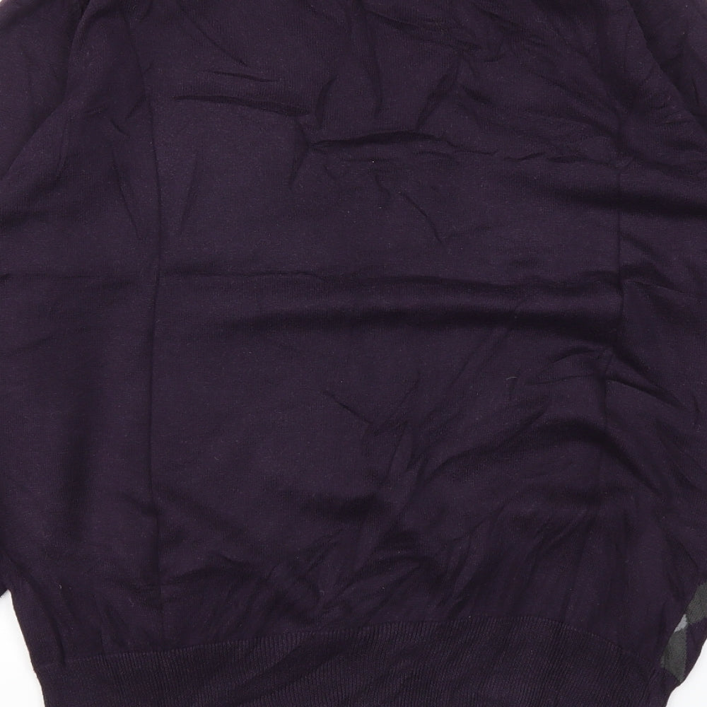 PETERERTH Mens Purple Geometric  Pullover Sweatshirt Size L