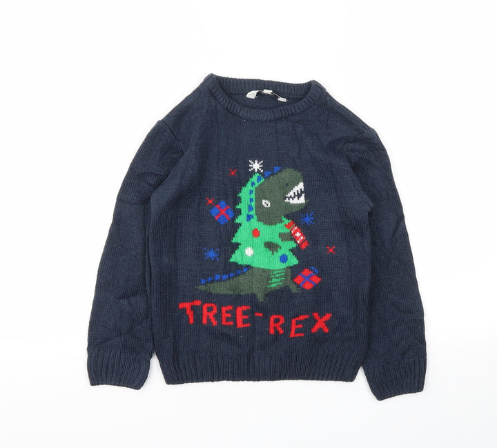 urban rascals Boys Blue Animal Print  Pullover Sweatshirt Size 5-6 Years