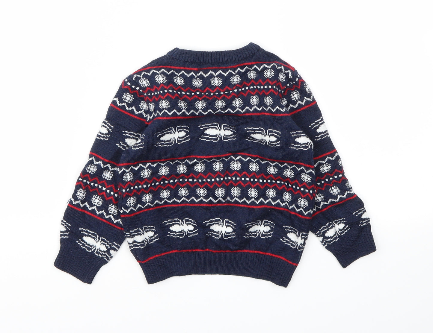 Spiderman Boys Blue Animal Print  Pullover Jumper Size 18-24 Months