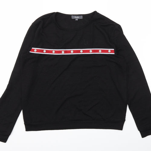 STUDIO  Womens Black   Basic T-Shirt Size 12