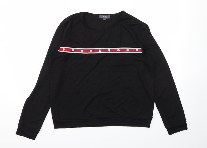 STUDIO Womens Black Basic T-Shirt Size 12