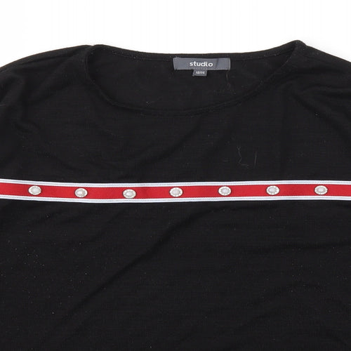 STUDIO  Womens Black   Basic T-Shirt Size 12