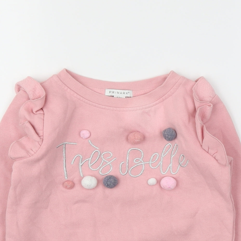 Primark Girls Pink Animal Print  Pullover Jumper Size 6-7 Years