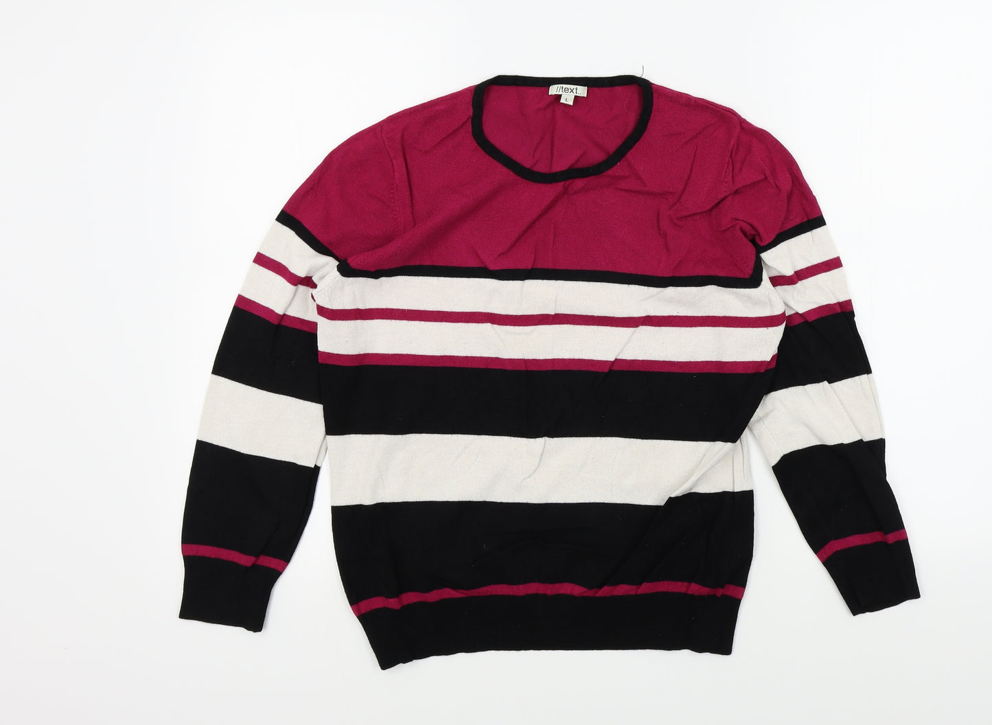 TEXT Womens Multicoloured Striped  Pullover Jumper Size L
