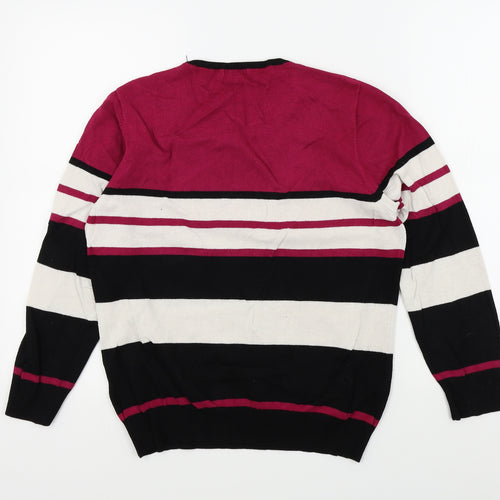 TEXT Womens Multicoloured Striped  Pullover Jumper Size L