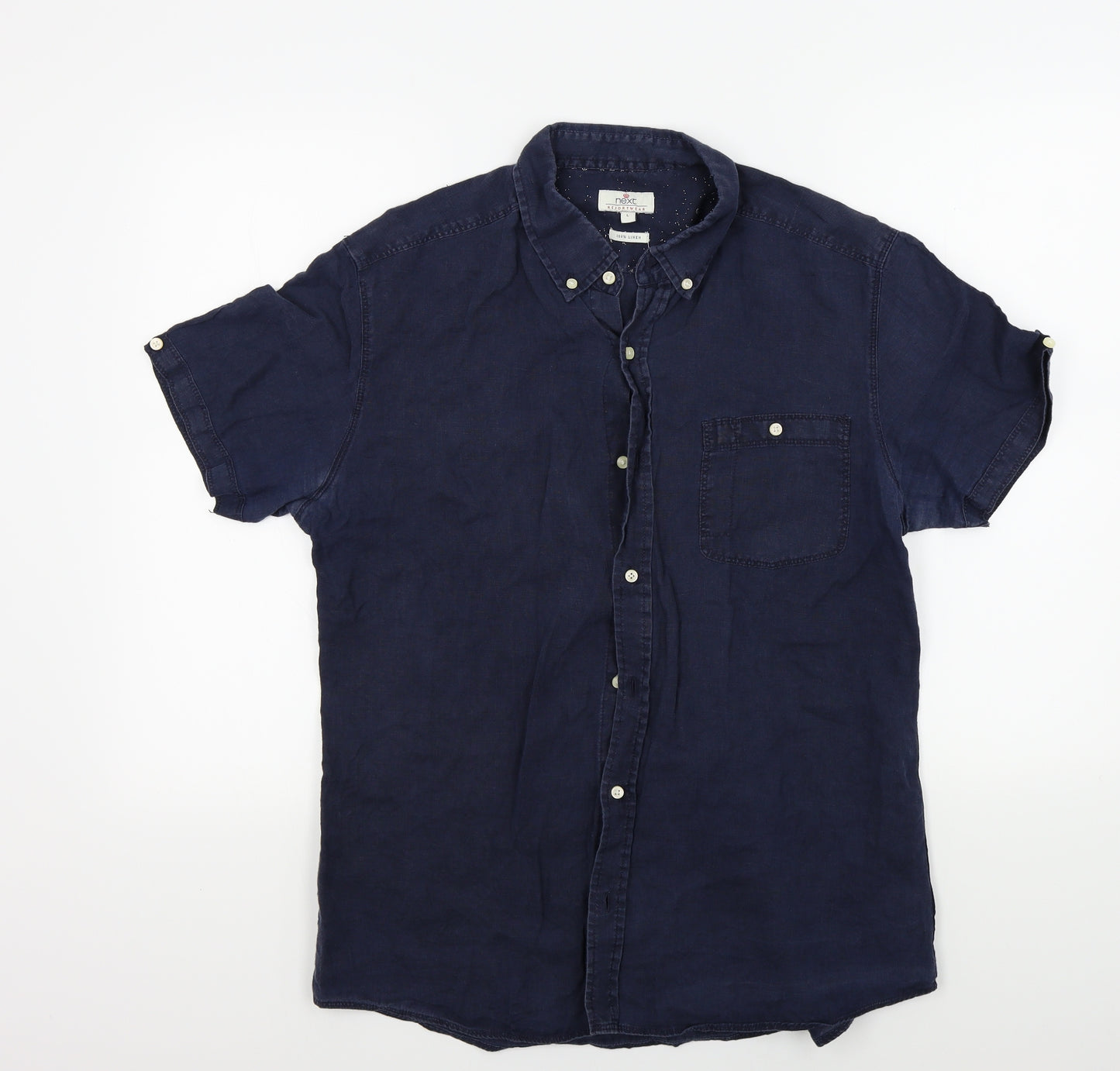 NEXT Mens Blue Colourblock   Button-Up Size L