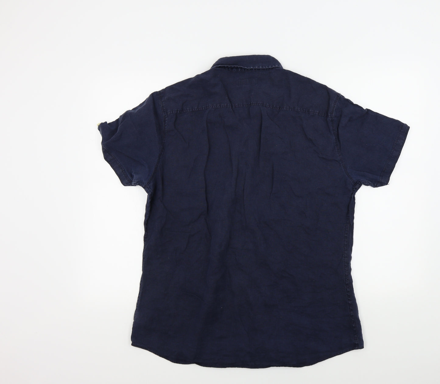 NEXT Mens Blue Colourblock   Button-Up Size L