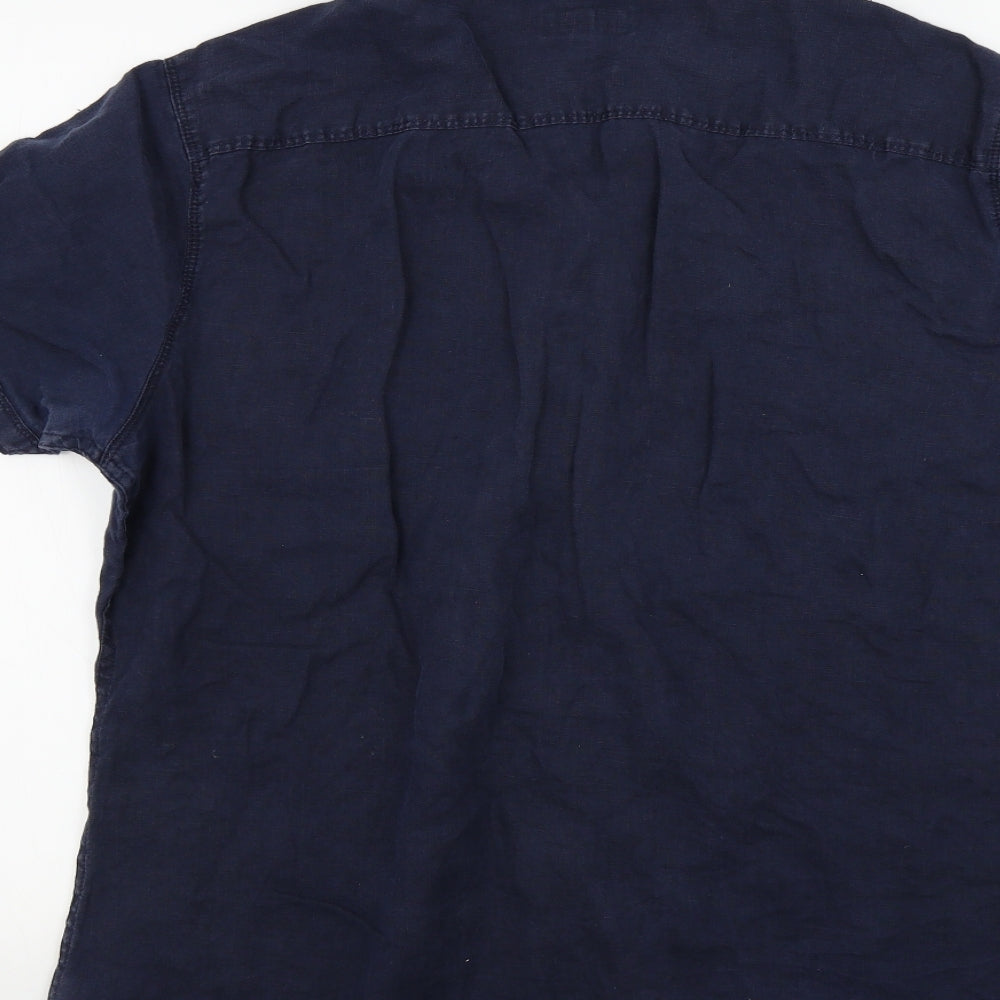 NEXT Mens Blue Colourblock   Button-Up Size L