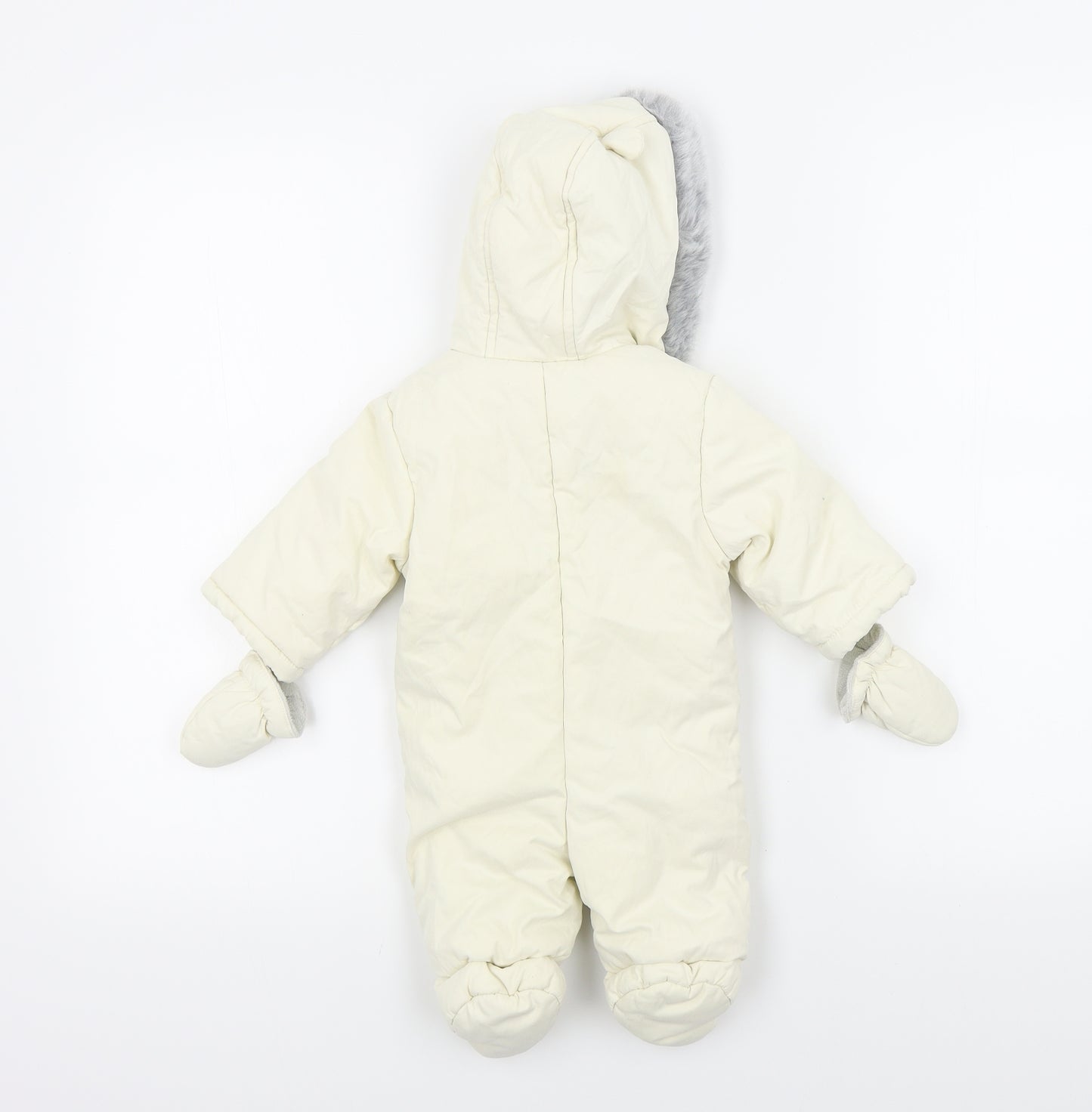 John Lewis Baby Beige Colourblock  Basic Coat Snowsuit Size 0-3 Months