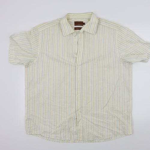 M&S Mens Beige Striped   Button-Up Size XL