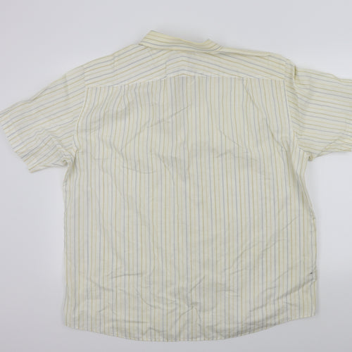 M&S Mens Beige Striped   Button-Up Size XL