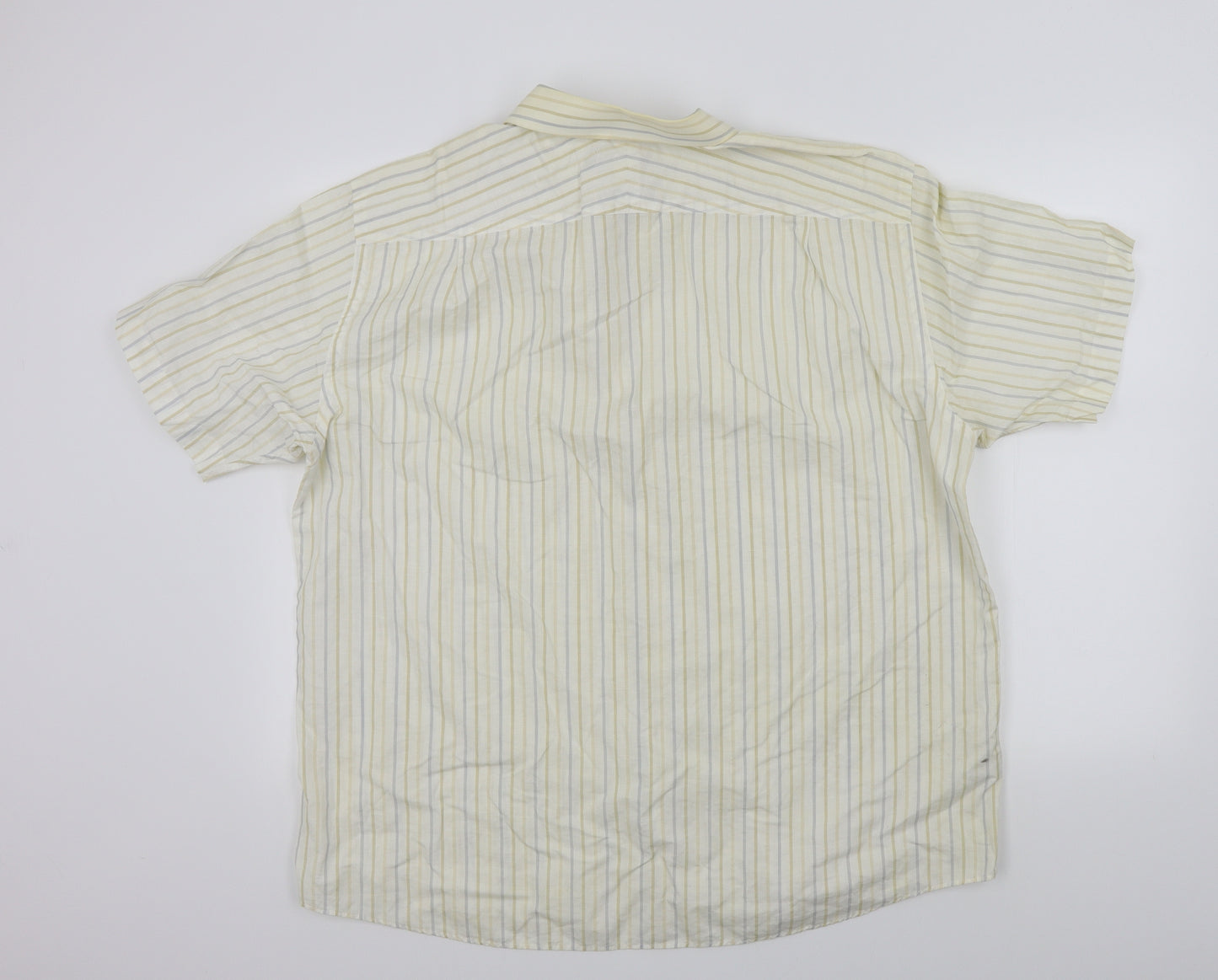 M&S Mens Beige Striped   Button-Up Size XL