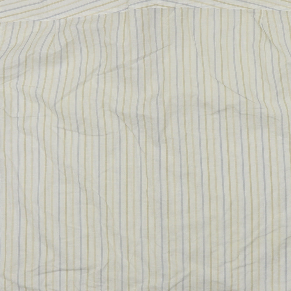 M&S Mens Beige Striped   Button-Up Size XL