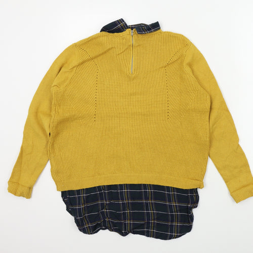 Primark Womens Yellow   Pullover Jumper Size M  - shirt collar insert