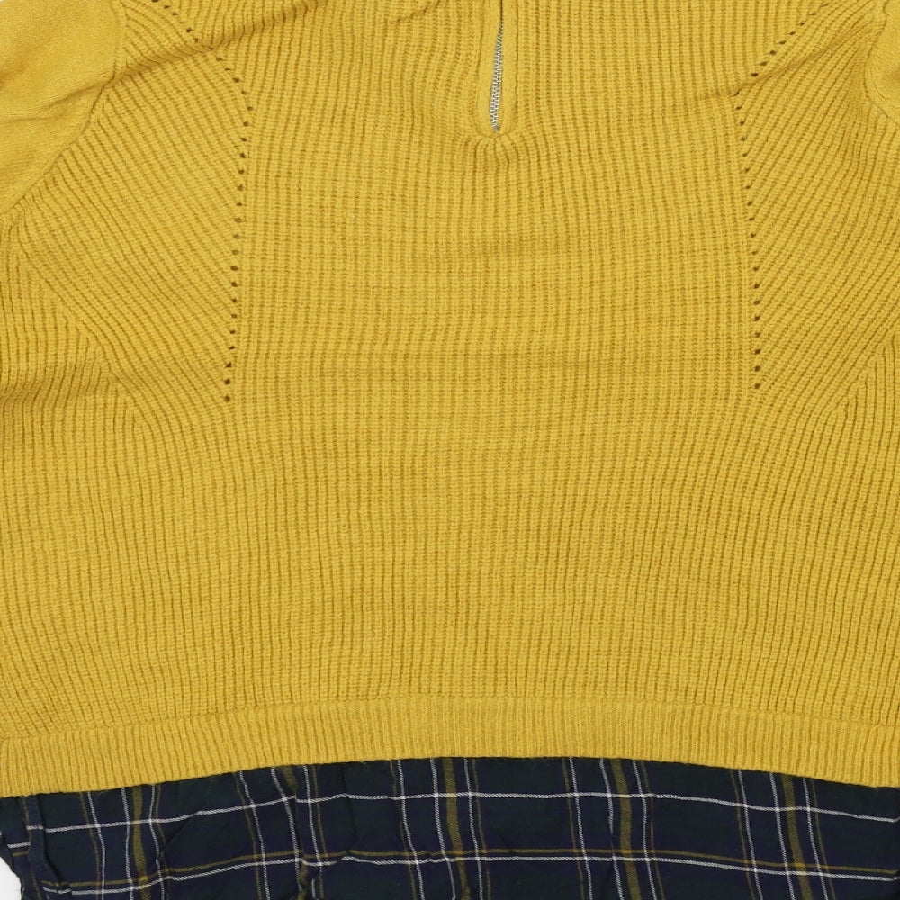Primark Womens Yellow   Pullover Jumper Size M  - shirt collar insert